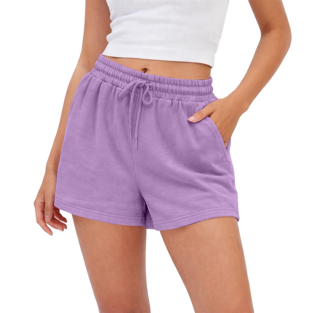 Women Drawstring Waist Casual Shorts with Elastic Soft Fabric Relaxed Lounge Bottoms for Summer Daily Wear