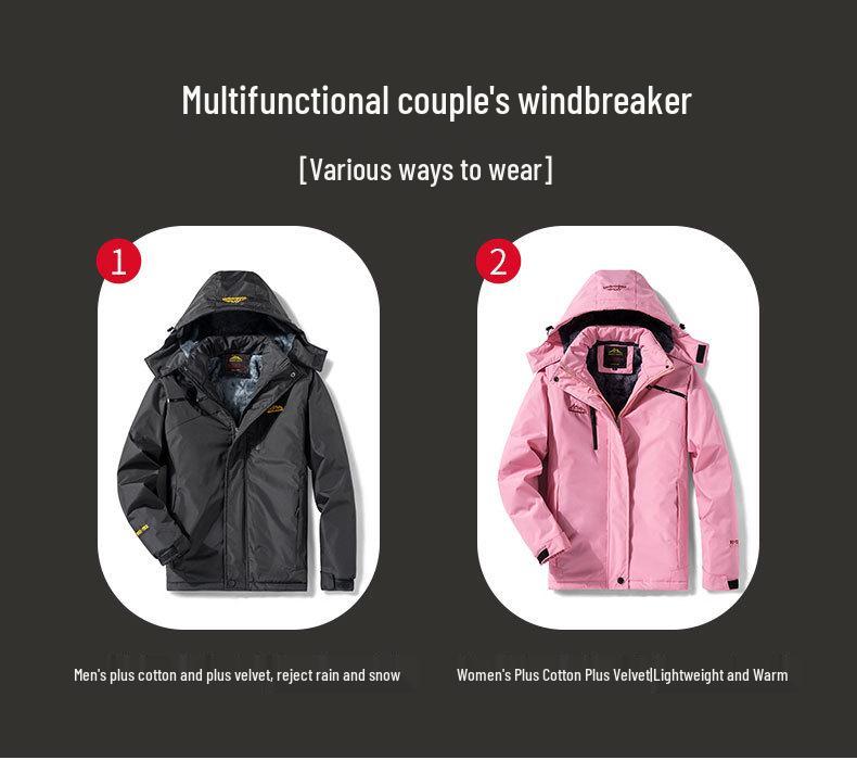 Men's Waterproof Fleece-Lined Winter Jacket for Mountaineering, Camping, and Travel