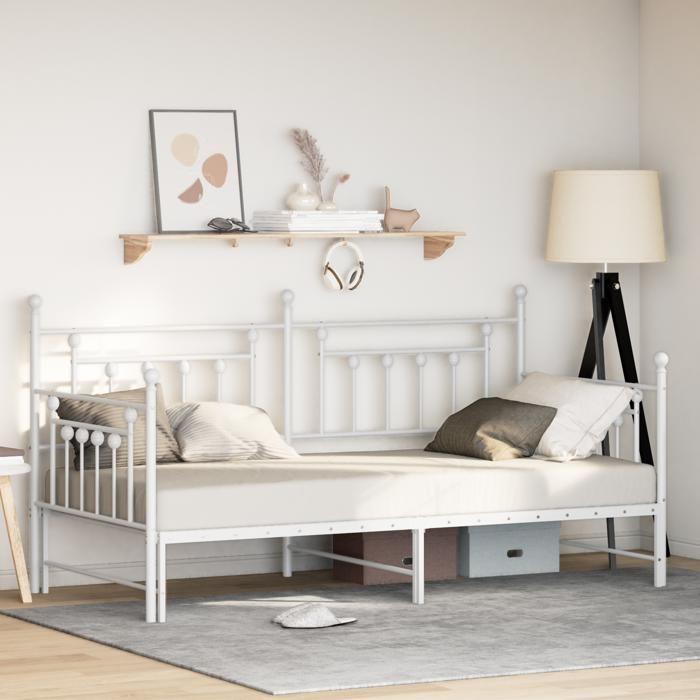 VidaXL Lit Daybed avec Matelas Trundle Blanc 107x203 cm Acier 42002683