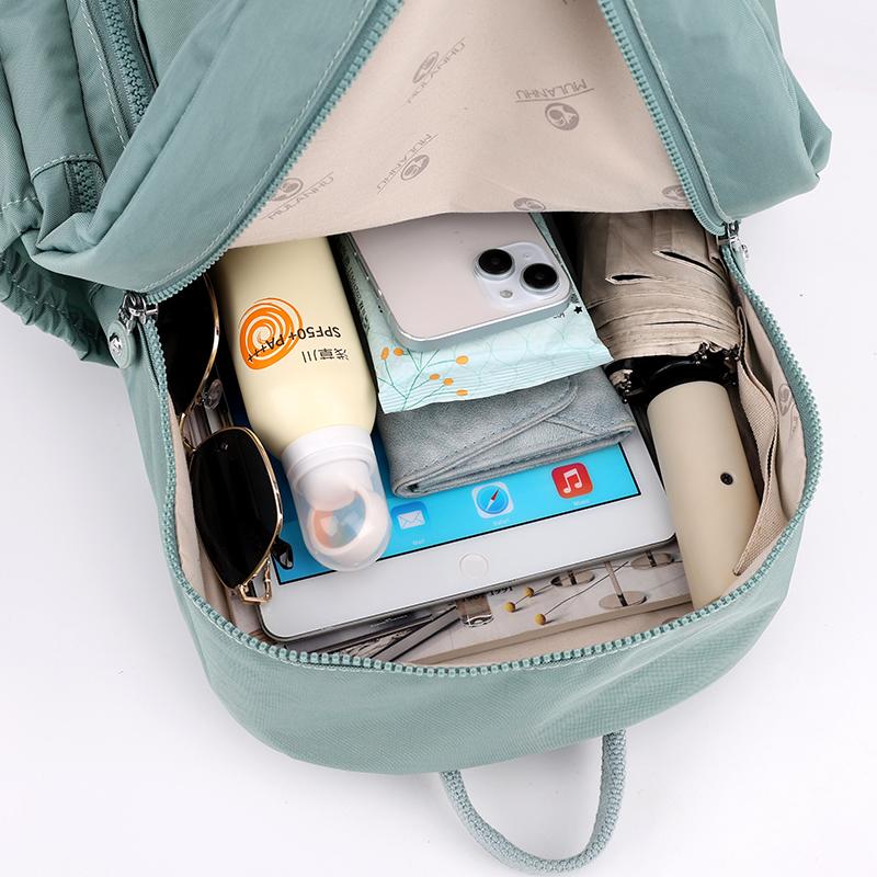 Solid Color Backpack Nylon Women's Backpack Travel Schoolbag