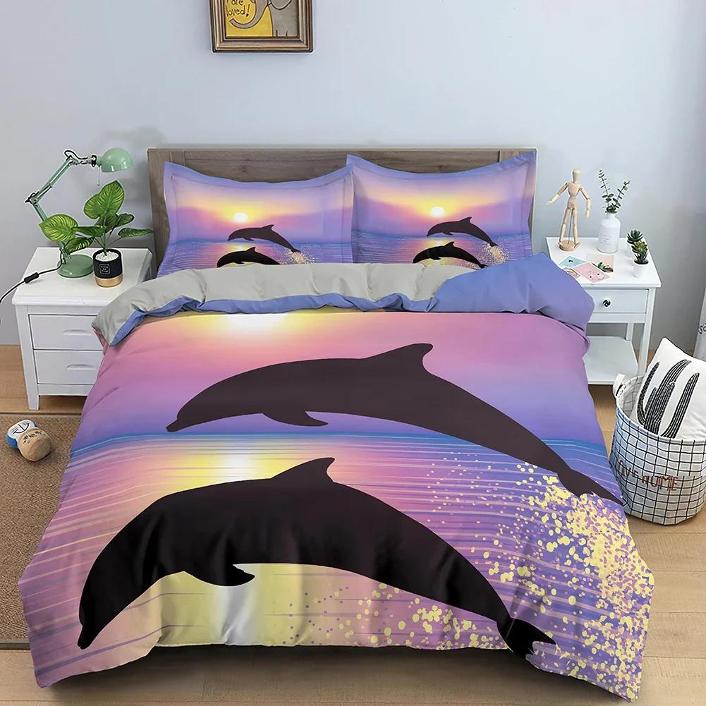 Seaside Landscape Bedding Set Oil Artistic Duvet Cover With Pillowcase Adults Kids Queen King Sizes Creative Quilt Cover 2/3PCS