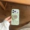 Shockproof Phone Case For iPhone 14 15 16 17 Pro Max Floral Print For MagSafe With Floral Pop Socket Large Window Cover 3 Colors