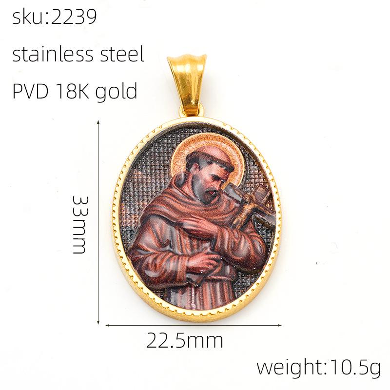 Men's Retro Saint Christopher Greek Mythology Pendant Necklace in Stainless Steel