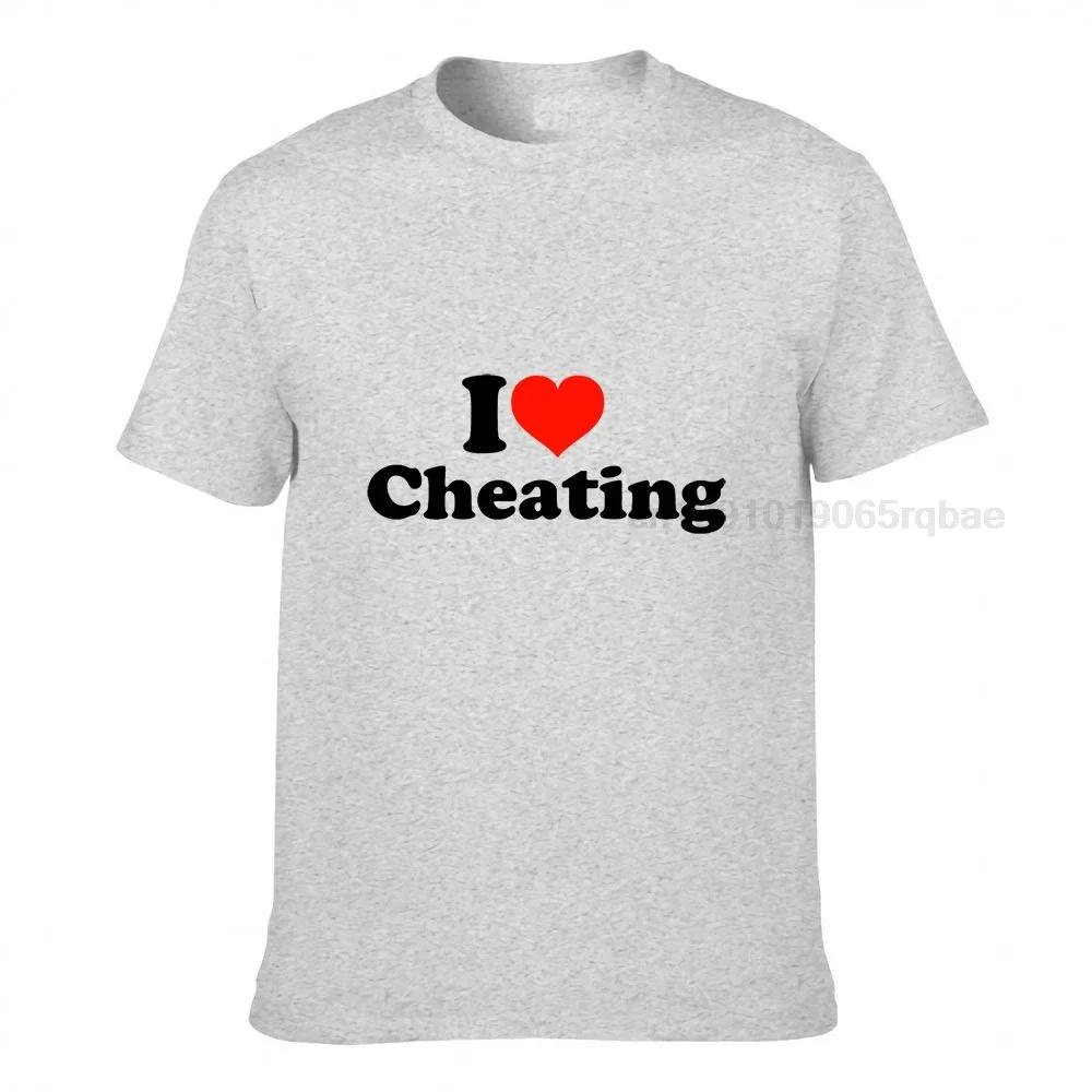 I Love Cheating Unisex Letters T Shirts Heart Graphic Unisex Print Tee Shirts Plus Size Pure Cotton Crew Neck Unisex Tops Shirts