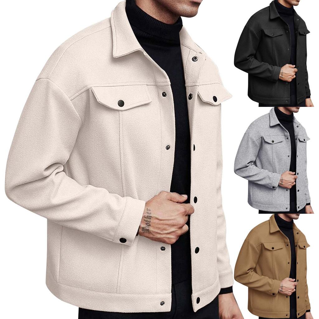 Herre Trendy Revers Ullkåpe Herre Ensfarget Casual Sport Business Jakke