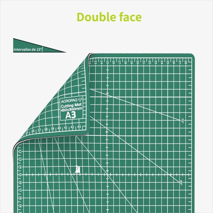 ACROPAQ Tapis de Decoupe A3 - Auto-Réparateur, A3 (45 x 30 cm), 5 Couches de protection pour vos meubles, Tapis decoupe
