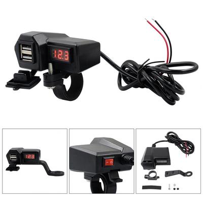 Waterproof Motorcycle USB Charger 2-Port + Voltage Display - Quick Charge 3.0 for Harley, Cruisers, Motorbike Accessories