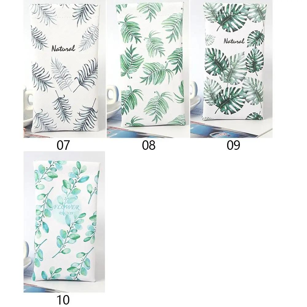 Tragbare PU-Leder Brillen Tasche Floral Print Weiche Aufbewahrungsbeutel Anti-Druck Sonnenbrillen Box Damen