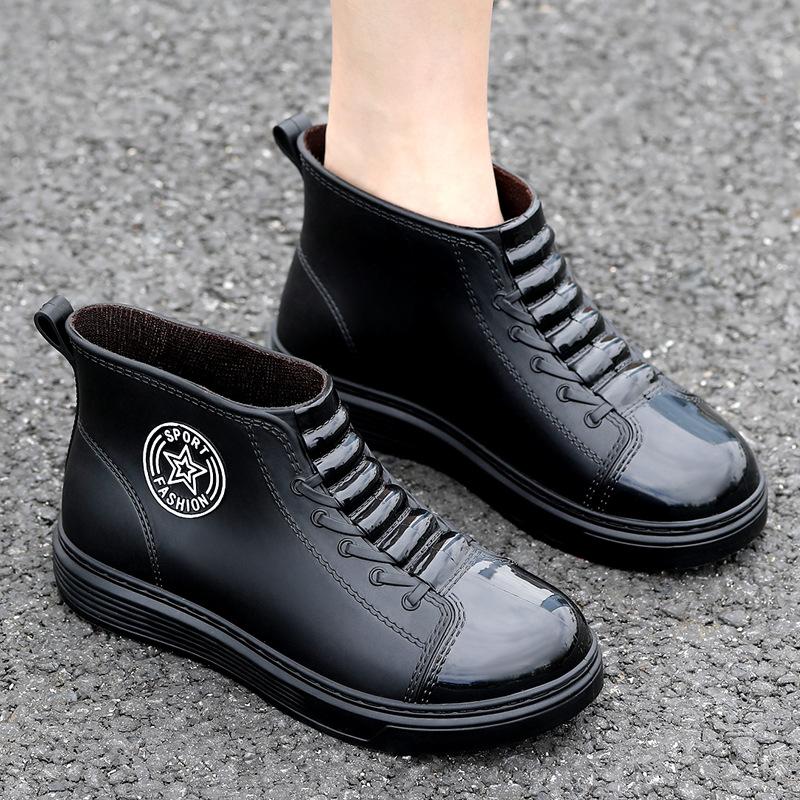 

Модная верхняя одежда для учеников средней школы, дождевая обувь, износостойкая, нескользящая, водоотталкивающая, ботинки Мартина, красивые, милые, трендовые, водная обувь 36