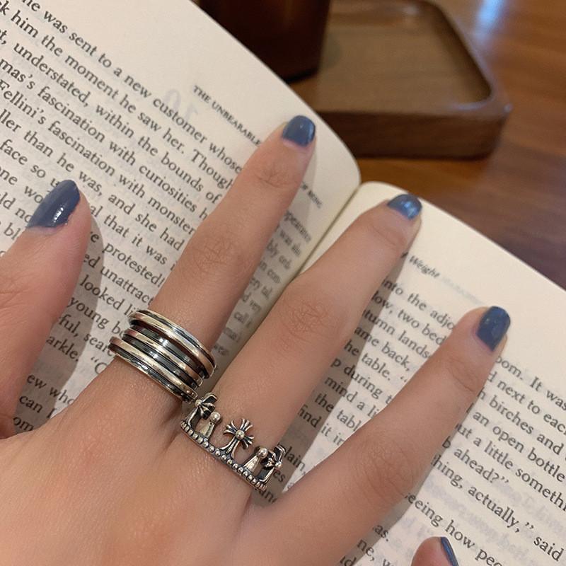 Crafted Beautifully 925 Silver Cross Crown Ring With Adjustable Size For Wear Everyday