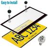 BGGTMO Clear License Plate Covers- Black Car Tag Frame, Unbreakable Number Plate Protector With Screws Caps And Rattle Proof Pads, 2 Pack For Front