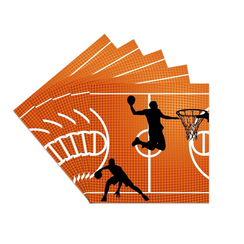 Basketball-themed Birthday Party Tableware Set: Paper Cups, Paper Plates, Tissues, Knives, Forks, Spoons, Party Decorations