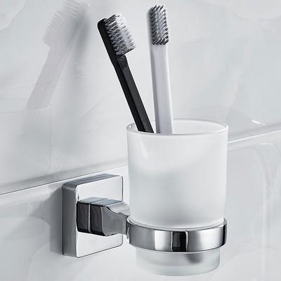 Bathroom Modern Wall-Mounted Toothbrush Holder Glass Cup Tumbler Frame Bathroom Storage Organizer Tooth Brush Cup Tools Washroom
