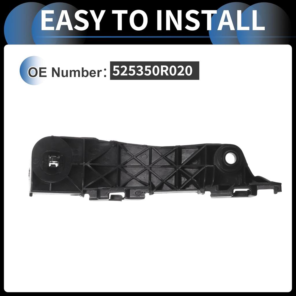 Bumper Support Bracket, Right Side Front Bumper Retainer Bracket Hold Mount No.525350R020 for Toyota RAV4 2006-2012 ABS Plastic Black, 1 Pc