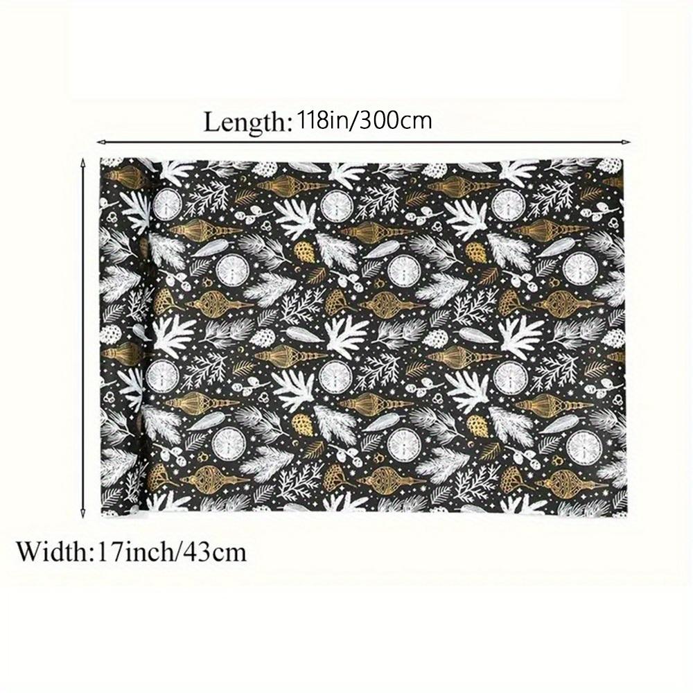 

Тисненый крафт-оберточный рулон (1 шт., 17 ×118 ) – Рождественские сосновые ветки, Золотисто-белые цветы для праздничных торжеств 43*300cm