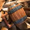 Viking Drinking German Large Wooden Barrel Beer Mug Stainless Steel Barrel Beer Cup Wine Water Glass Large Capacity
