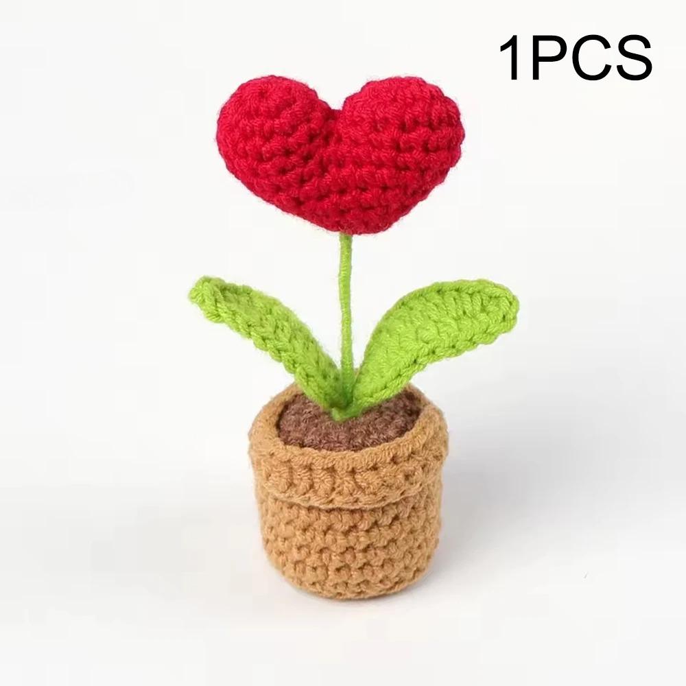 Gancho Tejido Terminado Planta Pequeña en Maceta Flor de Simulación Planta en Maceta Decoración Floral Regalo Creativo Adorno