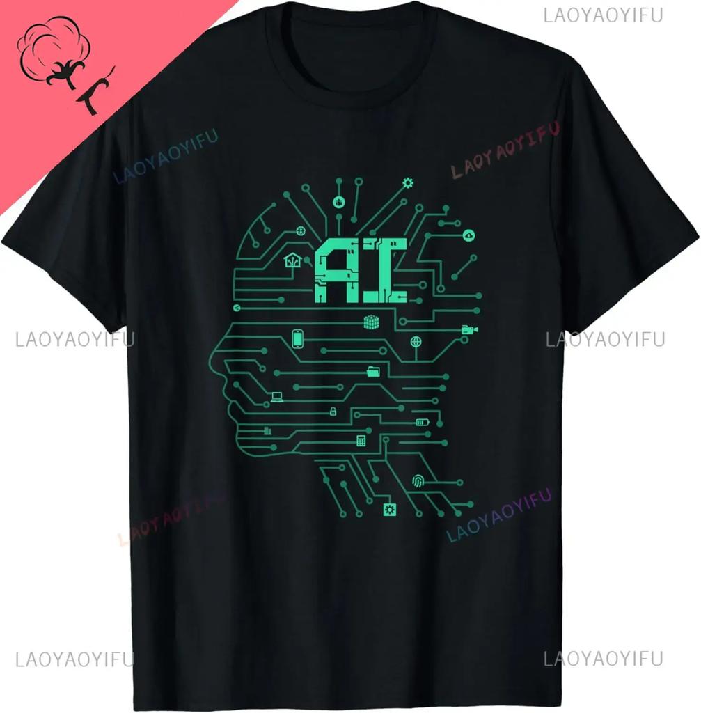 IA Inteligencia Artificial Ciencias de la Computación Tecnología Programador Camiseta Algodón Unisex Verano Streetwear Tops Camisetas Gráficas