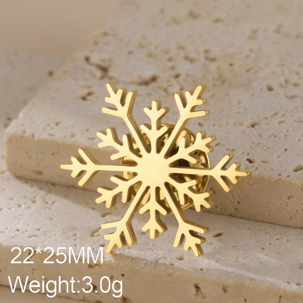 Dawapara Christmas Snowflake Brooch Snowflower Lapel Pin Stainless Steel Jewelry Winter Accessories Christmas Present