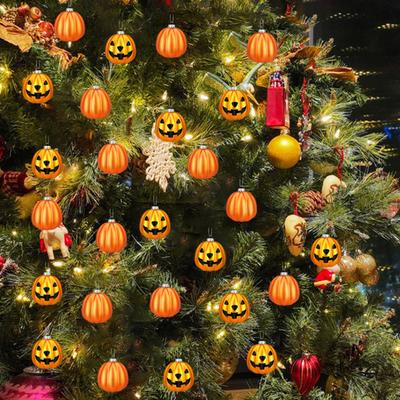 24 Pcs Pumpkin Hanging Ball Halloween Jack-O-Lantern Hanging Ornament Shatterproof Festive Decorative Ball for Christmas Tree Home Party Decor