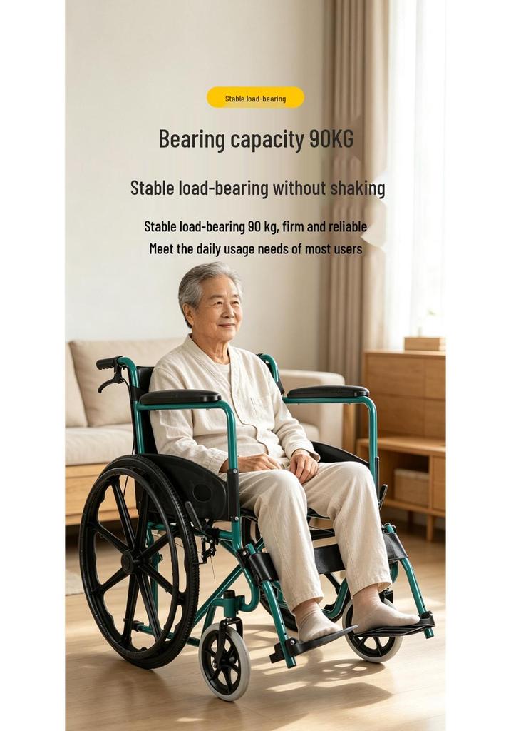 Lightweight Folding Manual Wheelchair - Carbon Steel for Elderly & Disabled