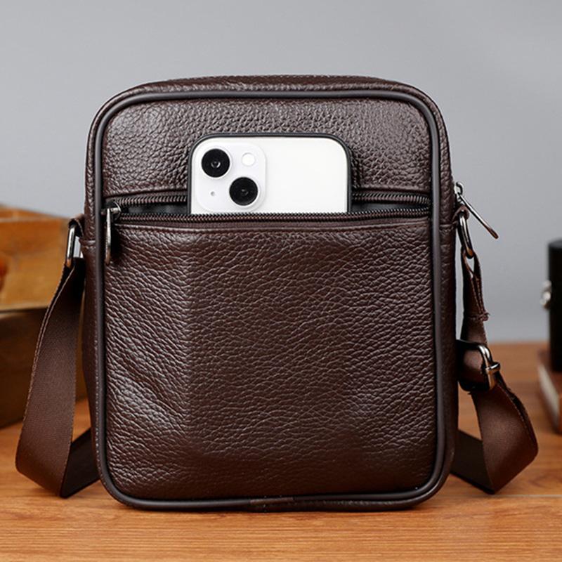 Genuine Cowhide Leather Men Travel Sling Bag Casual Shoulder Crossbody Bags for Male Casual Messenger Bag Satchel Bags