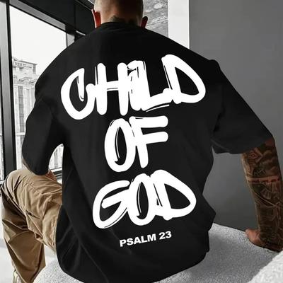 Fashionable Mens Breathable Round Neck Tshirt Religious Comfort Psalms 23 Pattern Printed Outdoor Activity Casual Top