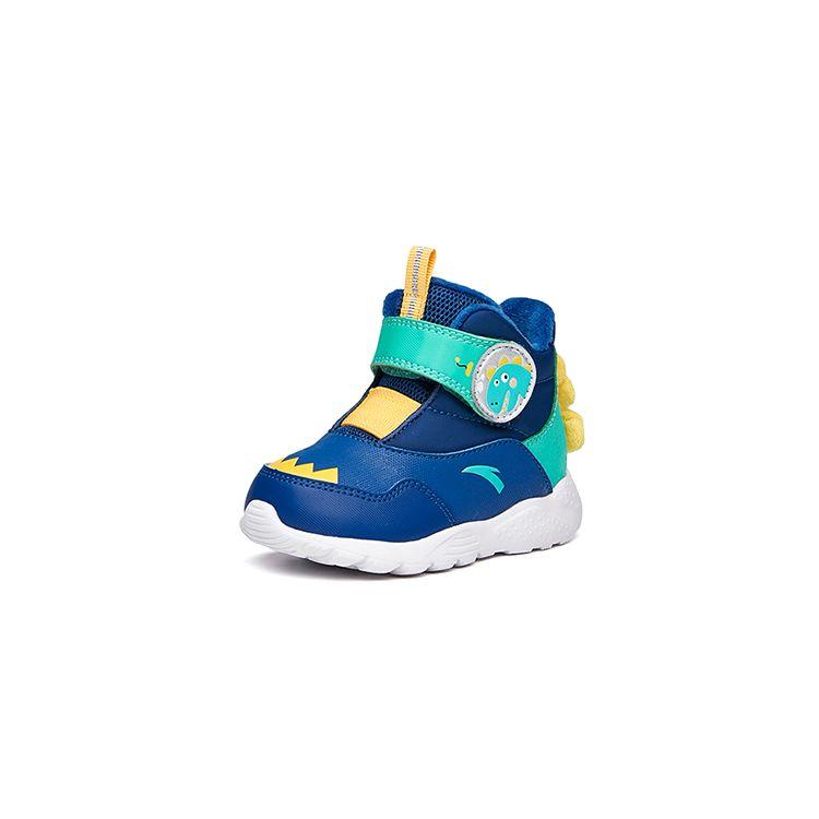 Anta Kids Fleece Lined Sports Casual Non-Slip Wear-Resistant Warm High-Top Walking Shoes Baby Shoes Blue Green A332140096A-5