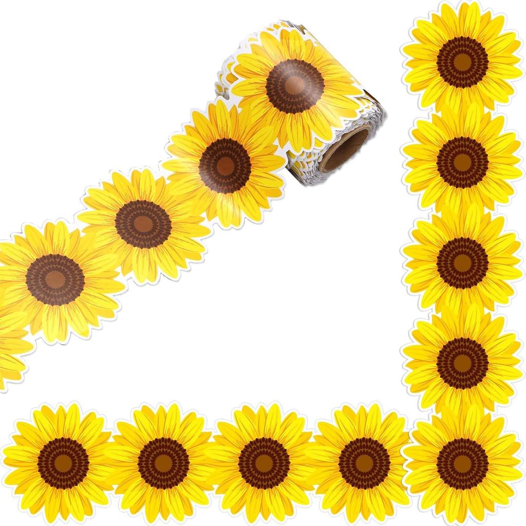 10m Sunflowers Bulletin Board Border Decorative Classroom Border Adhesive Bulletin Board Trim Sticker for School