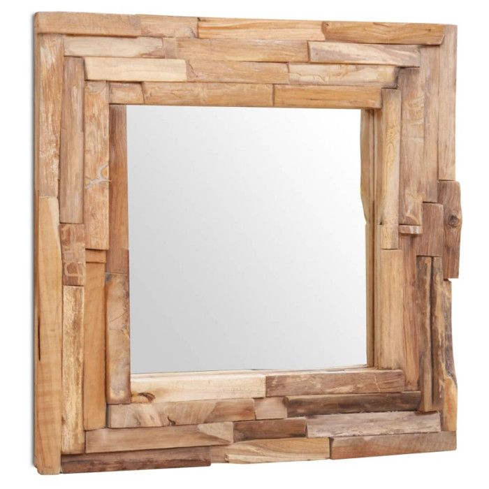 Miroir décoratif - VIDAXL - 60 x 60 cm - Teck - Carré - Intérieur