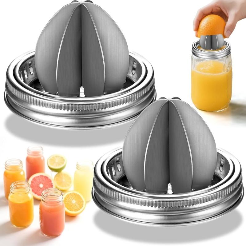 Mason Jar Stainless Steel Juicer Lid Wide Mouth Mason Jar Juicer Lid Stainless Steel Manual Citrus Lemon Juicer Lid Home