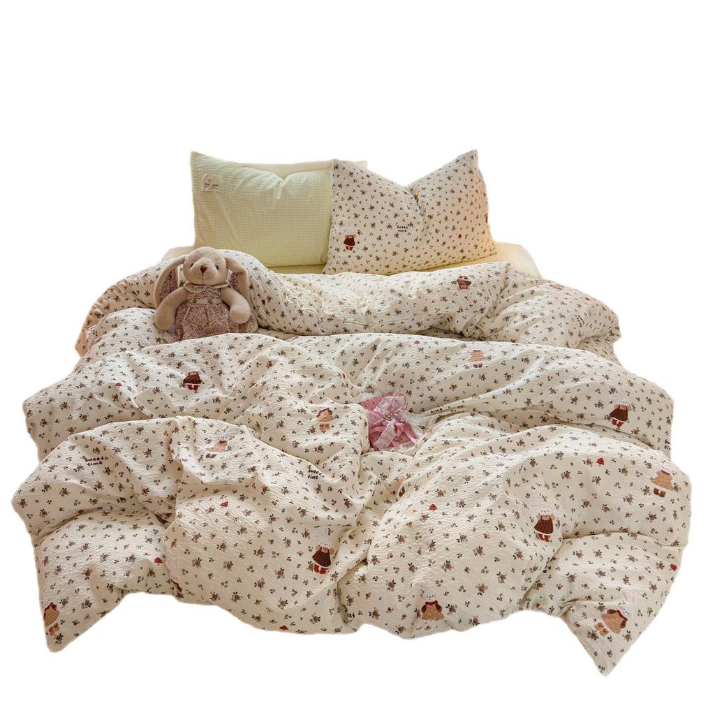 Cotton Pure Cotton Class A Pure Cotton Bedding, Cotton Maternal And Infant Grade Double-Layer Yarn Bed Sheet Quilt Cover Single Student Accommodation