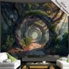 2D Fantasy Wald Wandteppich Mystischer Baum Bogen Kopfsteinpflasterweg Wandbehang