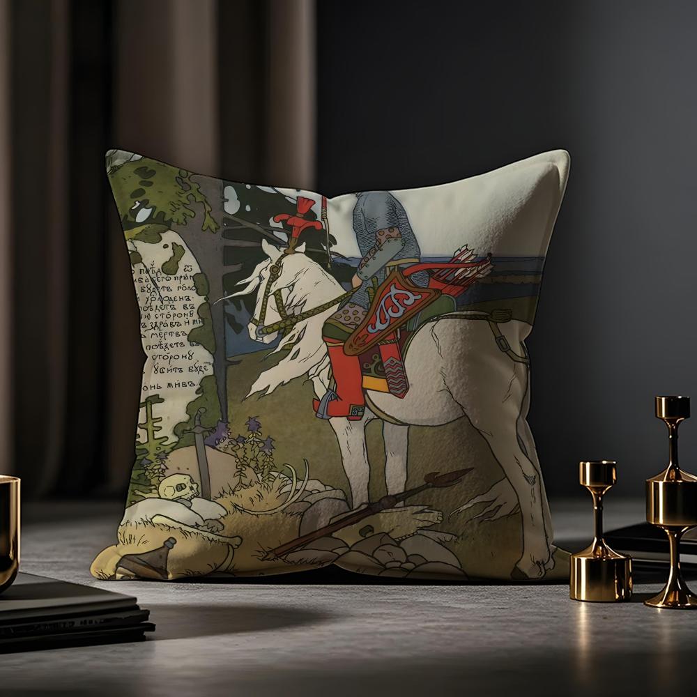 Slavic Mythology And Folk Tales Cushion Cover Anti-dustmite Pillowcase Invisible Zipper Silky Short Plush Sofa Cushion Cover