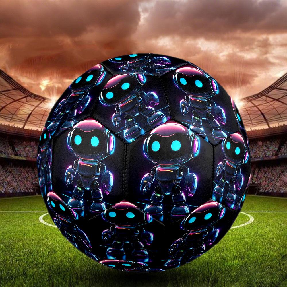 Cosmic Bot Crew Print Size 5 Soccer Ball, Standard Match Football for Sports Game and Team Practice, Ideal Gift for Soccer Fans