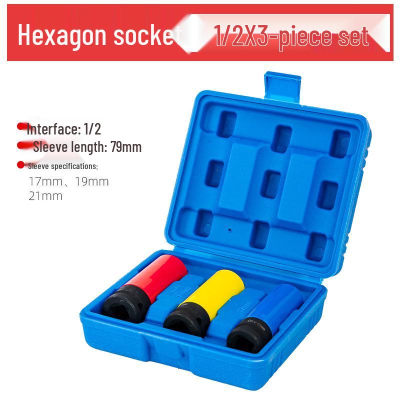Pneumatic Colored Tire Screw Protection Socket Set, 1/2  Wrench for Tire Removal and Installation