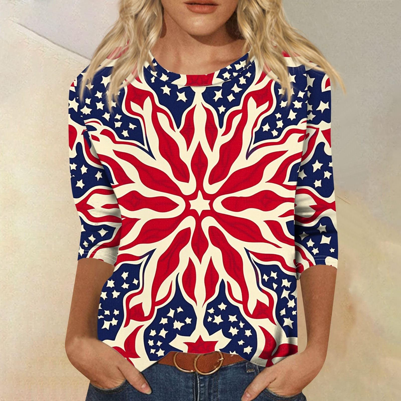 

Женская футболка Повседневная футболка с принтом «День независимости», джемпер с круглым вырезом XXL киноварь