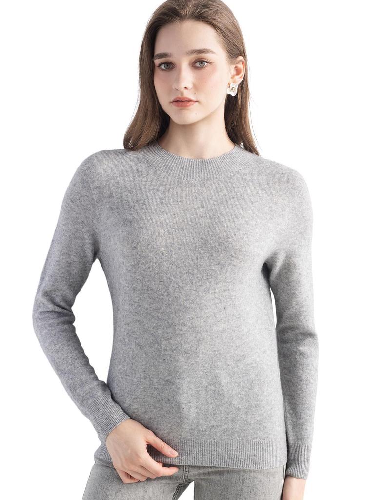 Women's Slimming Wool Long-Sleeve Half-High Neck Top - Solid Color, Versatile Basic