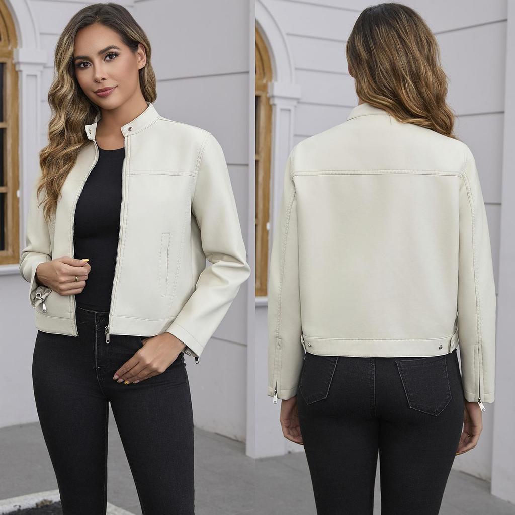 Women’s Leather Suede Jackets Faux Leather Fleece Lined Zip Up Motorcycle Coats Bomber Jacket Fashion Street Wear