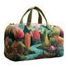 Vintage Quilted Duffel Bag Women Colorful Retro Travel Tote Floral Weekender Bag Overnight Bag for Gym Shopping