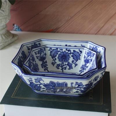 Blue and White Jingdezhen Ceramic Fruit and Snack Plate - Elegant Home Tableware and Living Room Decoration.