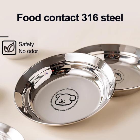Stainless Steel Divided Baby Plate Food-Grade Toddler Tray with Compartments Unbreakable Dishwasher Safe Dinner Plate for Kids Preschool Home