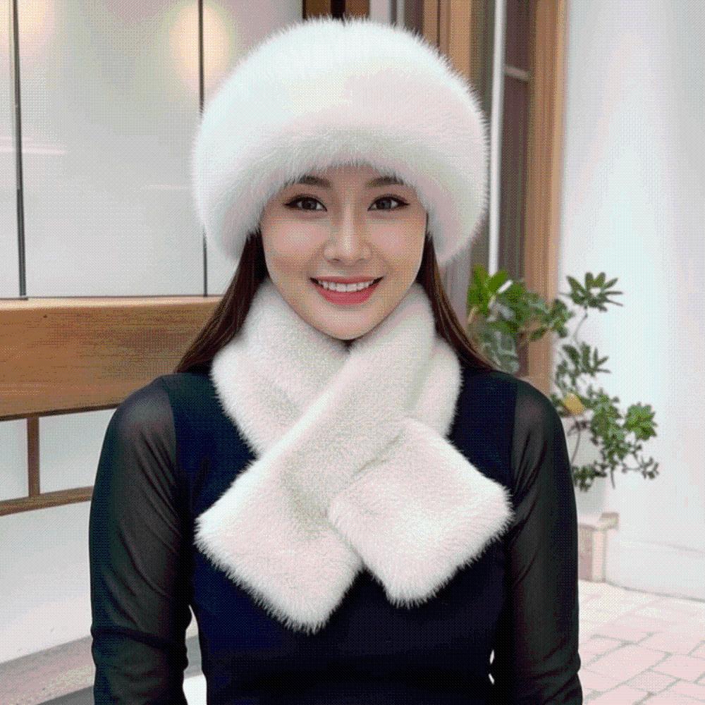 Windproof Russian Style Beanie Thickened Faux Mink Headwear Cossack Hat Set  Commuting