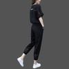 Summer Casual Sports Suit for Women, Loose Korean Style Short-sleeved Fashionable Two-piece Trousers