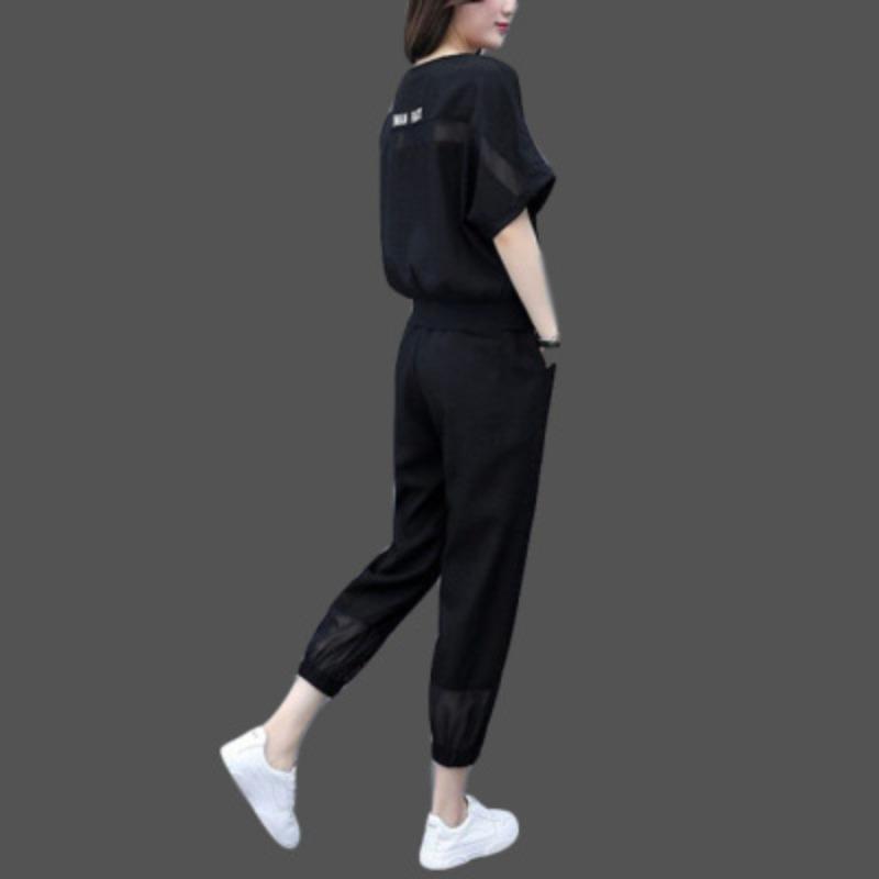Summer Casual Sports Suit for Women, Loose Korean Style Short-sleeved Fashionable Two-piece Trousers
