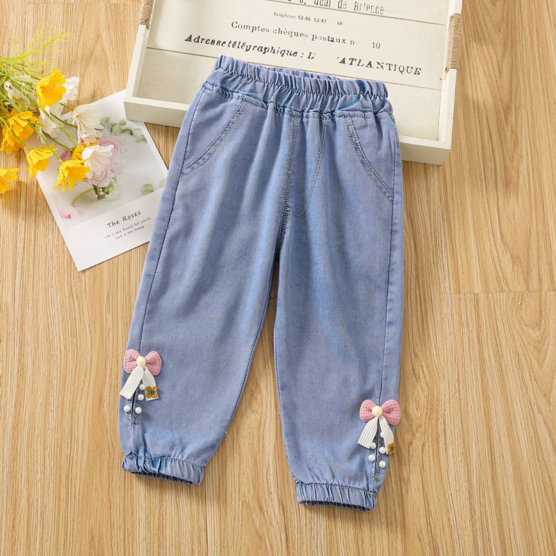 Children's Summer Pants Thin Girls' Mosquito Repellent Pants Baby Girls' Loose Jeans Cropped Pants