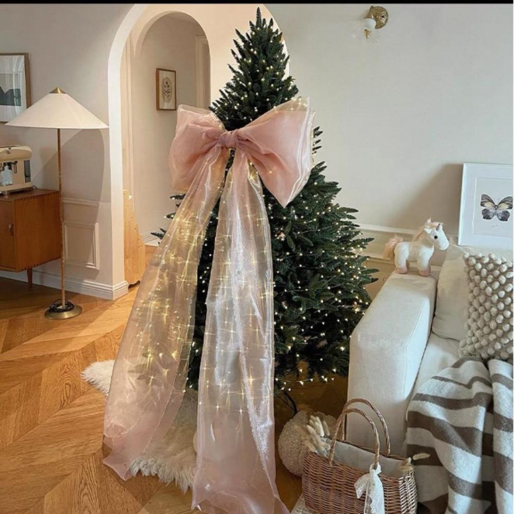 50*200cm Colgante Material de Organza Decoración Árbol de Navidad Lazo Navideño Gigante Decoración Exterior