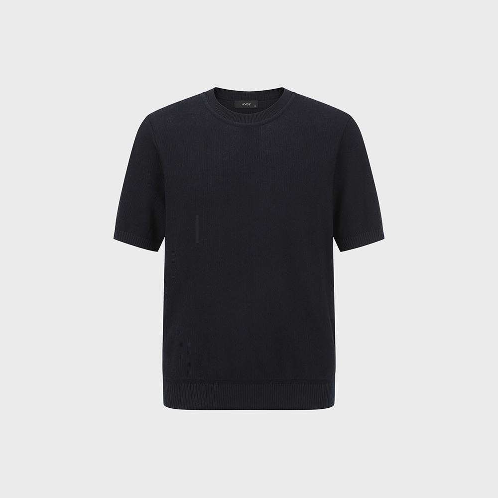 AND Z Men'S) Fine Texture Round Neck Short Sleeve Knit_Bzf2Er1103Nv