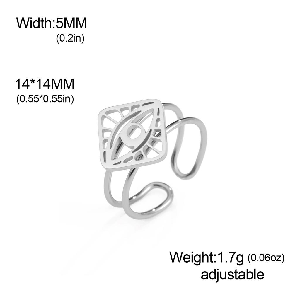 Lucky Evil Eye Open Ring Stainless Steel Gold Adjustable Finger Rings Women Turkish Jewelry Birthday Gift