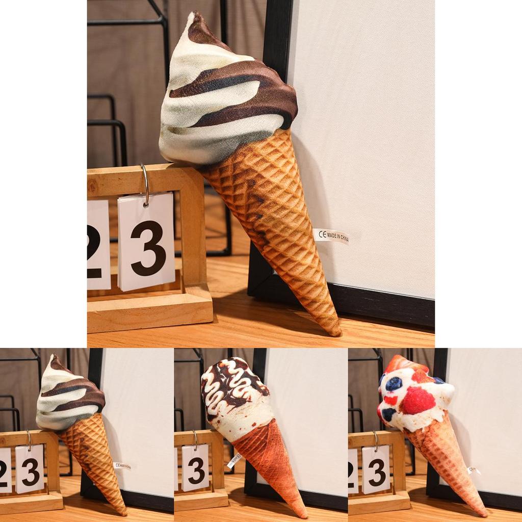 Almofada de Pelúcia Fofa de Cone de Sorvete Creme de Morango Chocolate Baunilha 20cm Boneca de Pelúcia